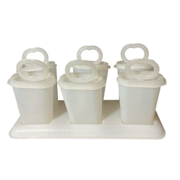 Set Of 6 Vintage Tupperware Frozen Popsicle Molds With Holder 8 sticks 7 Tops - Picture 2 of 2